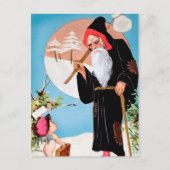 Viktorianisch Black Robed Santa Postcard Postkarte (Vorderseite)