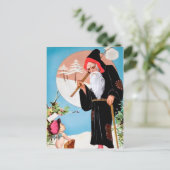 Viktorianisch Black Robed Santa Postcard Postkarte (Stehend Vorderseite)