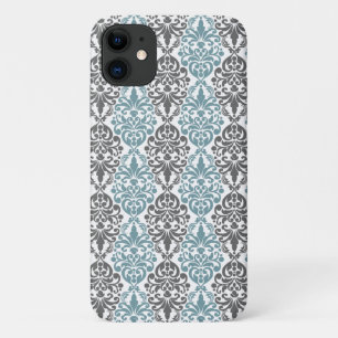 Viktorianisch Blau Grau Vintage Damast Spitzenmust Case-Mate iPhone Hülle