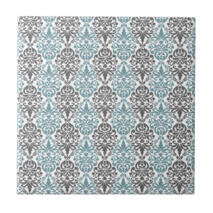 Viktorianisch Blau Grau Vintage Damastspitzenmuste Fliese
