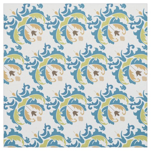 Viktorianisch Blau-grünes botanisches Blumengewebe Stoff (Muster)