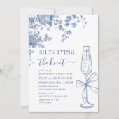 Viktorianisch Blau Sie bindet das BRAUTPARTY des K Einladung (Vorderseite)