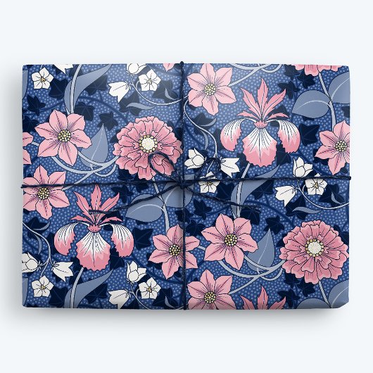 Viktorianisch Blau und Rosa Geschenkpapier