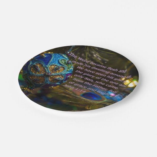 Viktorianisch Blue Bible Verse Pappteller (Schrägansicht)