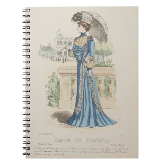 Viktorianisch Blue Dress Paris Vintage Ad Notizblock (Vorderseite)