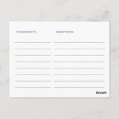 Viktorianisch Blue Floral Brautparty Rezept Card Postkarte (Rückseite)