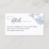 Viktorianisch Blue Floral Calligraphy Details Card Visitenkarte (Vorderseite)