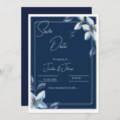 Viktorianisch Blue Floral Dusty Blue Wedding Rette Save The Date (Vorne/Hinten)