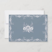 Viktorianisch Blue Floral Dusty Blue Wedding RSVP Karte (Rückseite)