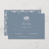 Viktorianisch Blue Floral Dusty Blue Wedding RSVP Karte (Vorne/Hinten)