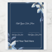 Viktorianisch Blue Floral Dusty Blue Wedding Weinetikett (Einzelnes Label)