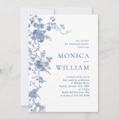 Viktorianisch Blue French Floral Probe Einladung (Vorderseite)