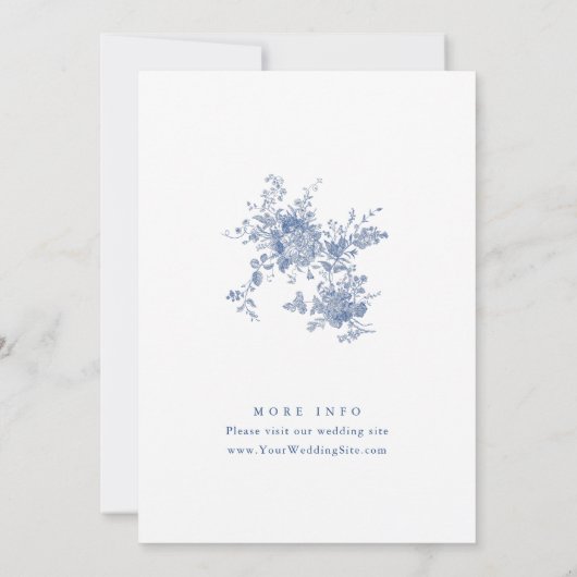 Viktorianisch Blue French Floral Probe Einladung (Rückseite)