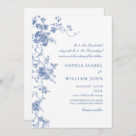 Viktorianisch Blue French Garden Blumenhochzeit Einladung
