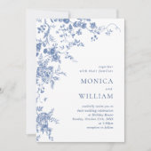 Viktorianisch Blue French Garden Blumenhochzeit Einladung (Vorderseite)