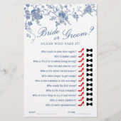 Viktorianisch Blue French Garden Brautparty Game (Vorderseite)