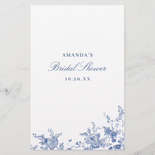 Viktorianisch Blue French Garden Brautparty Game (Rückseite)