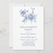Viktorianisch Blue French Garden ENGAGEMENT PARTEI Einladung (Vorderseite)