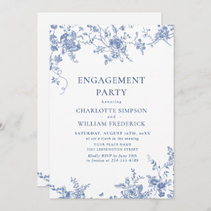 Viktorianisch Blue French Garden ENGAGEMENT PARTEI Einladung