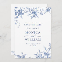 Viktorianisch Blue French Garden Foto Hochzeit Save The Date