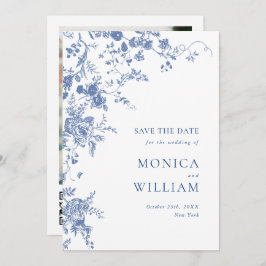 Viktorianisch Blue French Garden Foto Hochzeit Save The Date