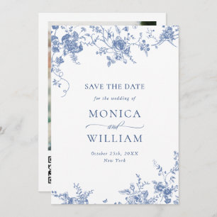 Viktorianisch Blue French Garden Foto Hochzeit Save The Date