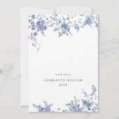 Viktorianisch Blue French Garden Probe Dinner Einladung (Rückseite)