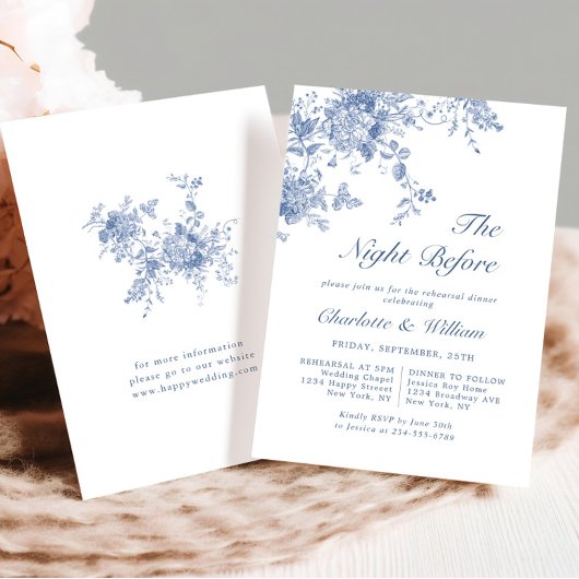 Viktorianisch Blue French Garden Probe Dinner Einladung