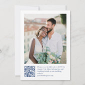 Viktorianisch Blue French Garden QR Code Foto Wedd Einladung (Rückseite)