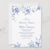 Viktorianisch Blue French Garden QR-Code Hochzeit Einladung (Vorderseite)