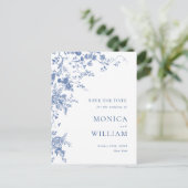 Viktorianisch Blue French Garden Wedding Save the  Postkarte (Stehend Vorderseite)