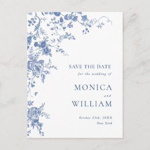 Viktorianisch Blue French Garden Wedding Save the Postkarte