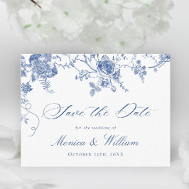 Viktorianisch Blue French Garden Wedding Save the Postkarte