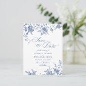 Viktorianisch Blue French Garden Wedding Save the  Postkarte (Stehend Vorderseite)