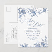 Viktorianisch Blue French Garden Wedding Save the  Postkarte (Vorne/Hinten)