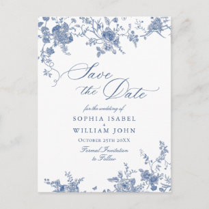 Viktorianisch Blue French Garden Wedding Save the  Postkarte
