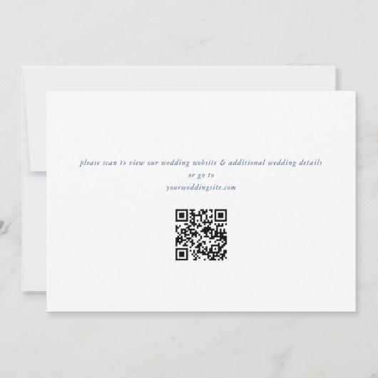 Viktorianisch Blue French Rose Garden QR-Code Hoch Save The Date (Rückseite)