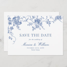 Viktorianisch Blue French Rose Garden QR-Code Hoch Save The Date