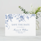 Viktorianisch Blue French Rose Garden Save The Date (Stehend Vorderseite)