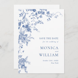 Viktorianisch Blue French Toile Garden Save The Date