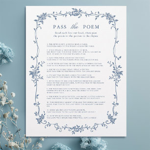 Viktorianisch Blue "Pass the Poem" Brautparty Game
