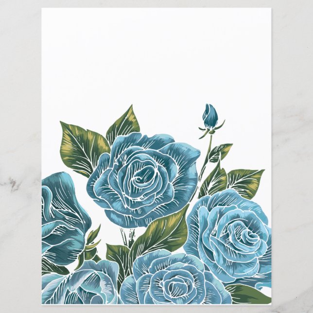 Viktorianisch Blue Rose Journal Scrapbook Paper (Vorderseite)