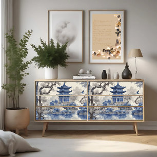 Viktorianisch Blue Sapphire Willow Decoupage Print Seidenpapier