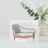 Viktorianisch Blue Stripe Chaise Lounge Einladungspostkarte (Stehend Vorderseite)