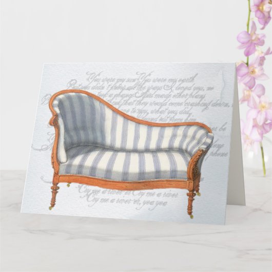 Viktorianisch Blue Stripe Chaise Lounge Karte (Orchidee)