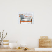 Viktorianisch Blue Stripe Chaise Lounge Poster (Küche)