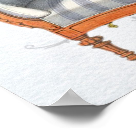 Viktorianisch Blue Stripe Chaise Lounge Poster (Ecke)