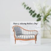 Viktorianisch Blue Stripe Chaise Lounge Postkarte (Stehend Vorderseite)