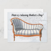 Viktorianisch Blue Stripe Chaise Lounge Postkarte (Vorne/Hinten)