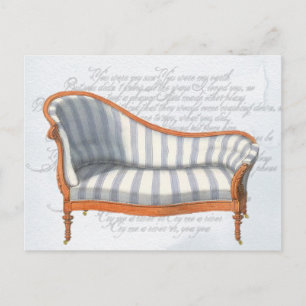 Viktorianisch Blue Stripe Chaise Lounge Postkarte